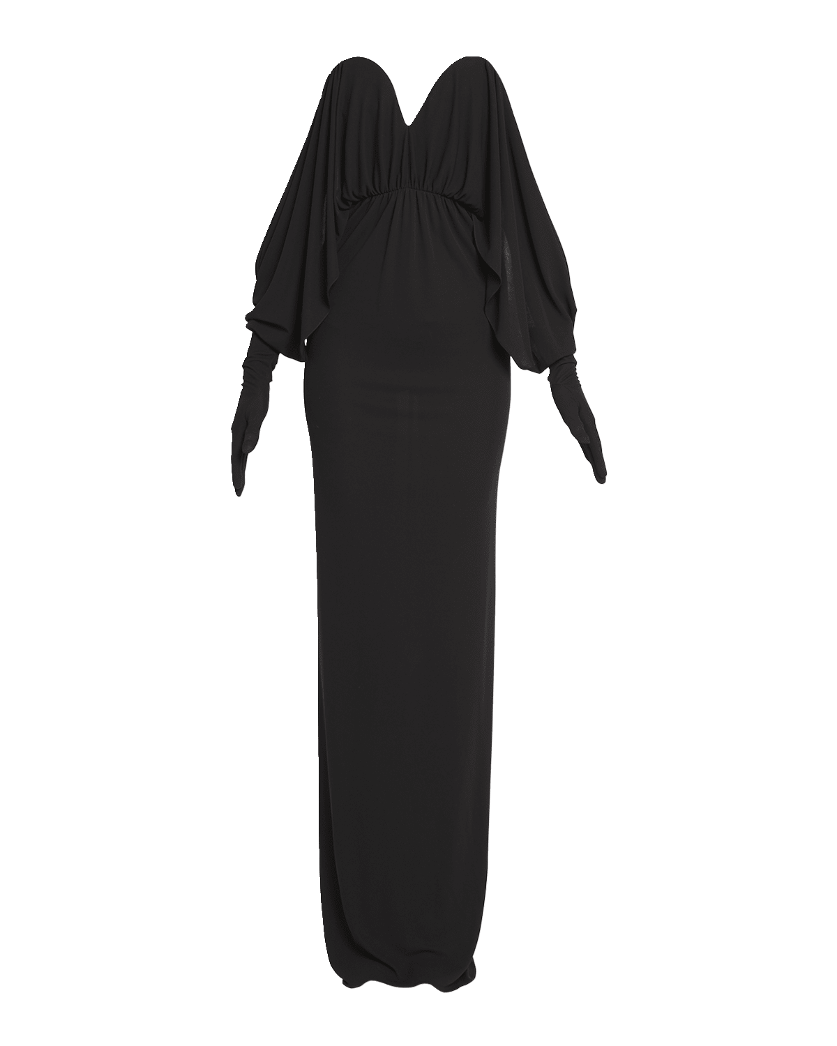 Saint Laurent Off-Shoulder Gown with Glove Sleeves