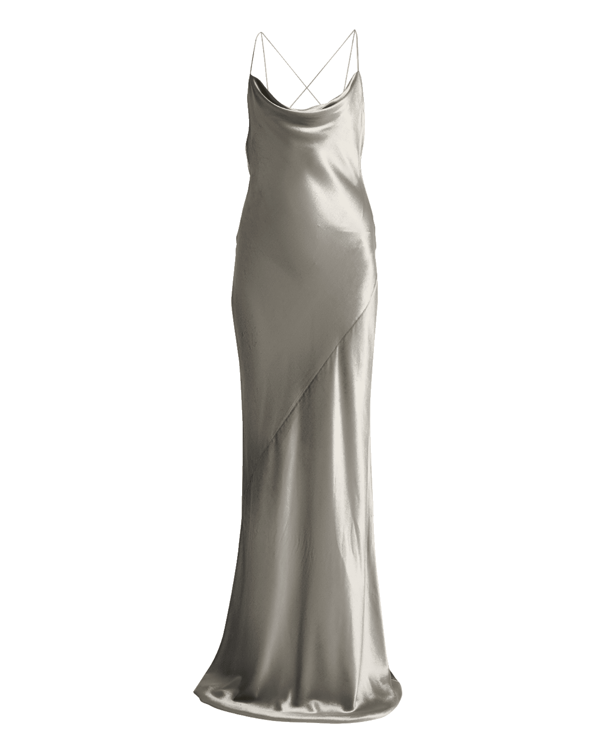 LAPOINTE Bias-Cut Drape-Neck Doubleface Satin Gown | Neiman Marcus