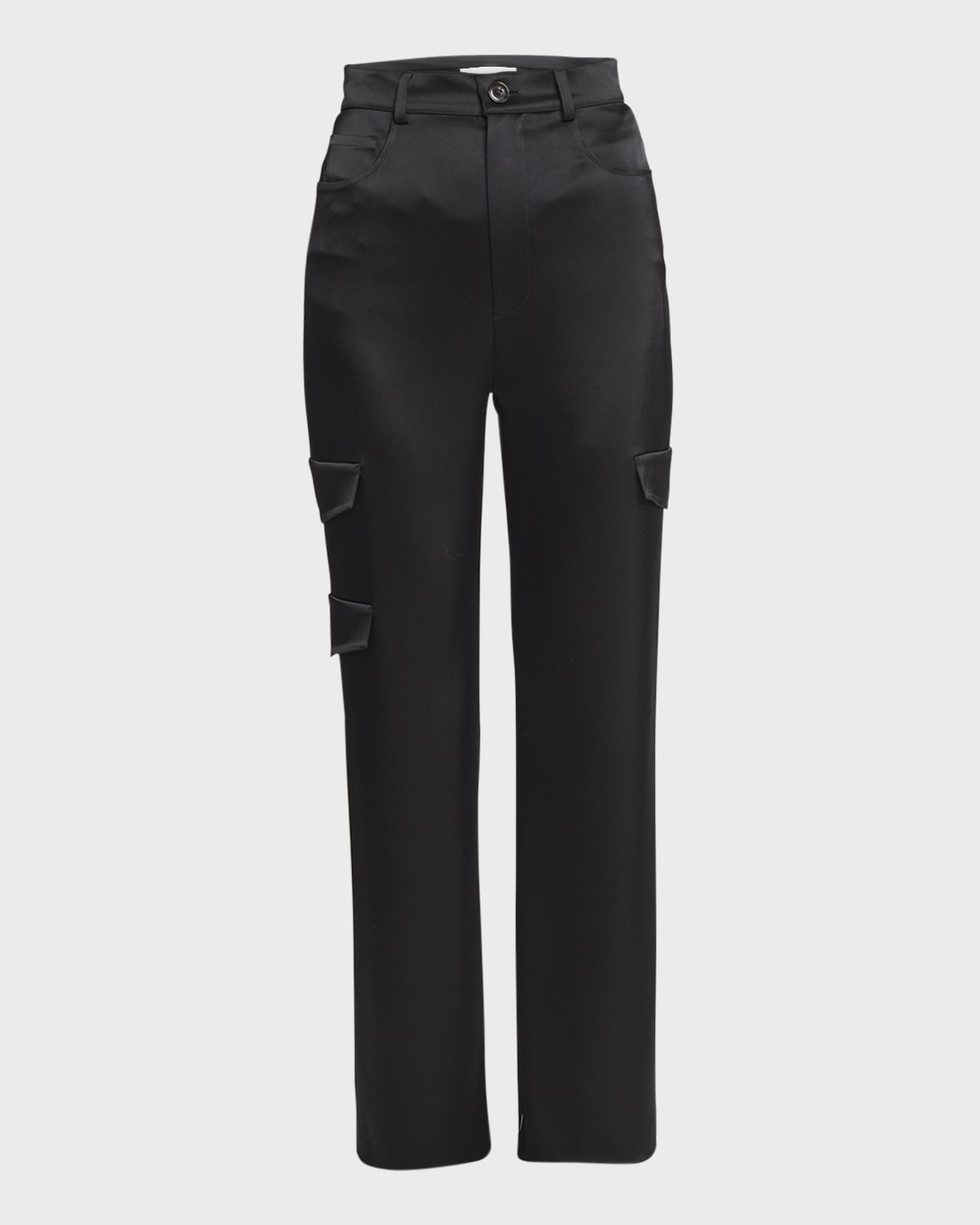 Nanushka Cais Satin Straight-Leg Cargo Pants