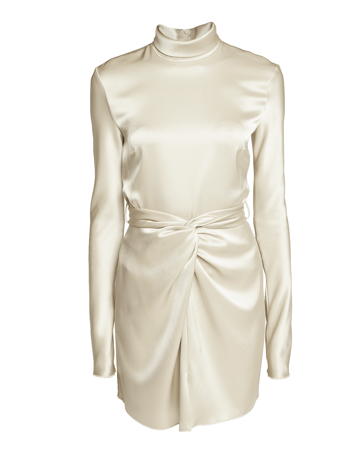 Nanushka Charon Satin Twist Front Long-Sleeve Mini Dress