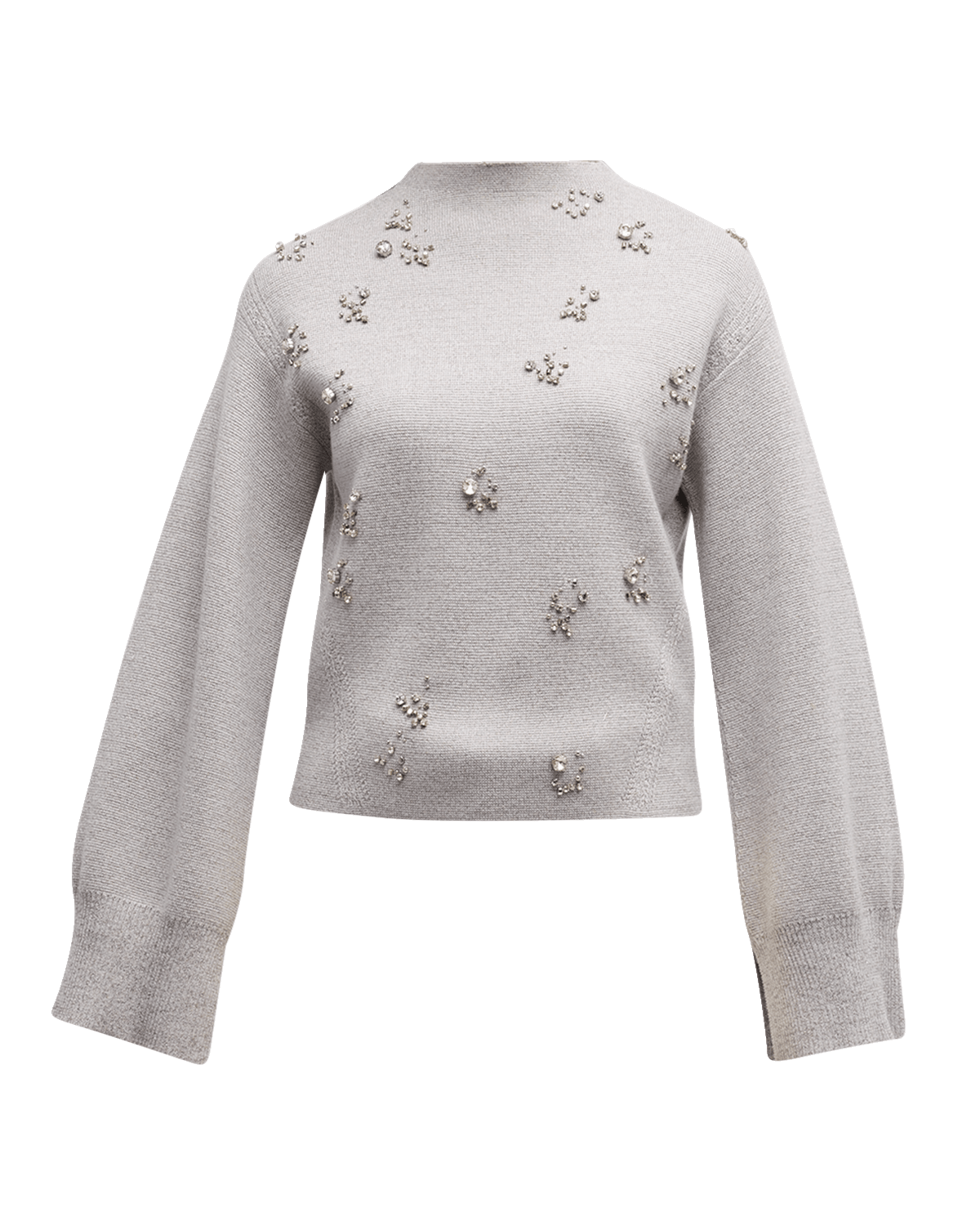 3.1 Phillip Lim Metallic Merino Wool Embellished Mockneck Pullover Sweater