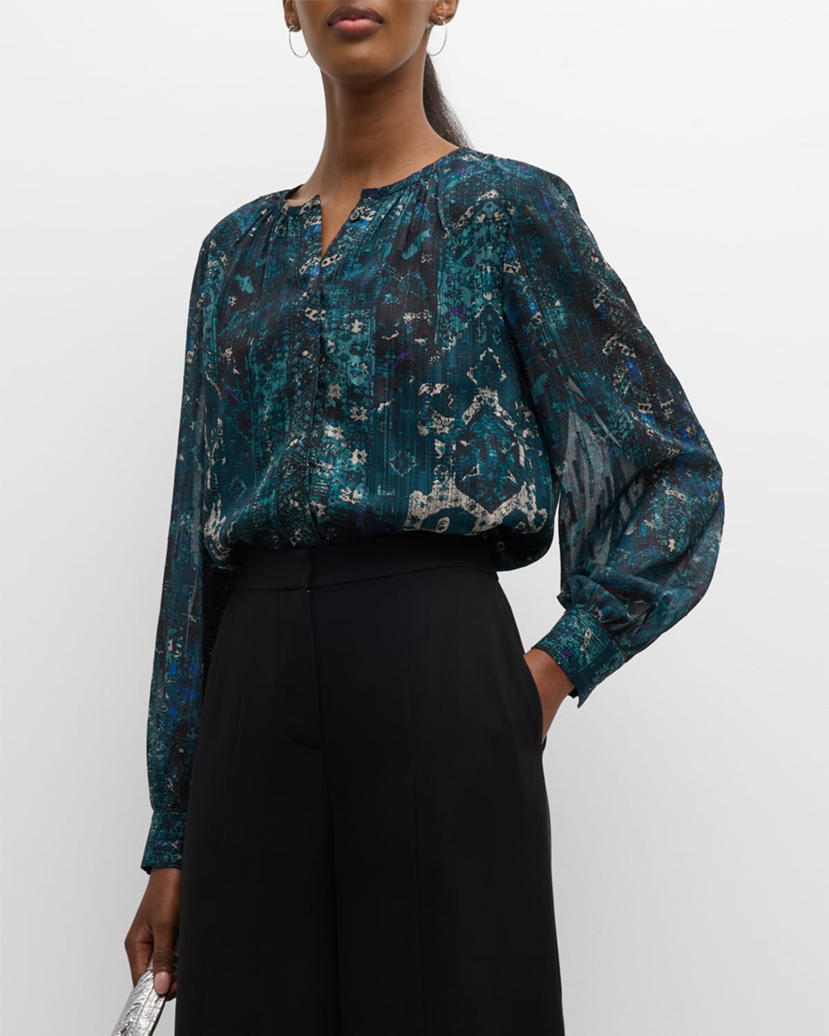 Kobi Halperin Shai Abstract-Print Button-Down Blouse