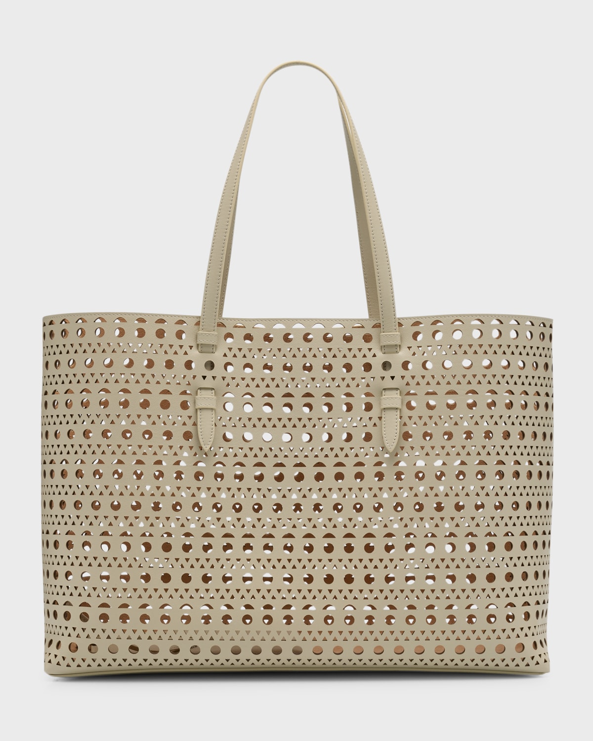 ALAIA Mina 44 East West Tote in Optical Perforated Leather