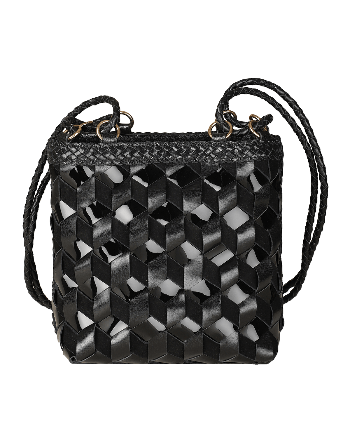 Rafe Annick Woven Leather Bucket Crossbody Bag