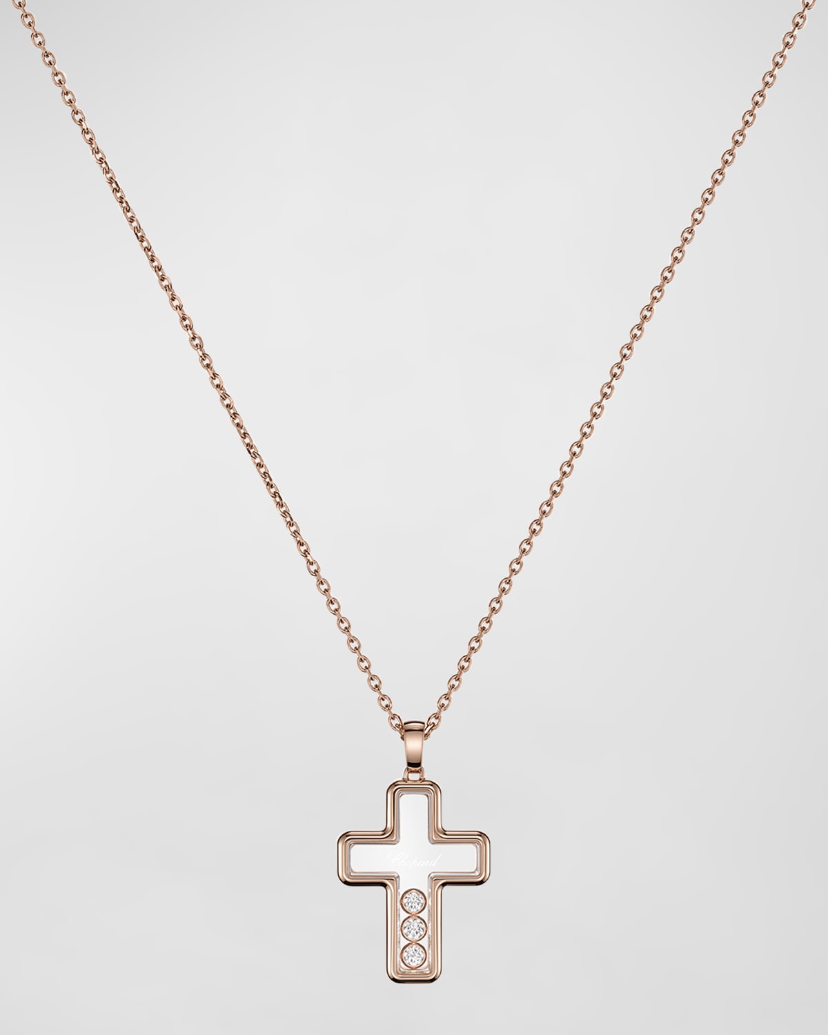 Chopard Happy Diamonds 18K Rose Gold Cross Pendant Necklace