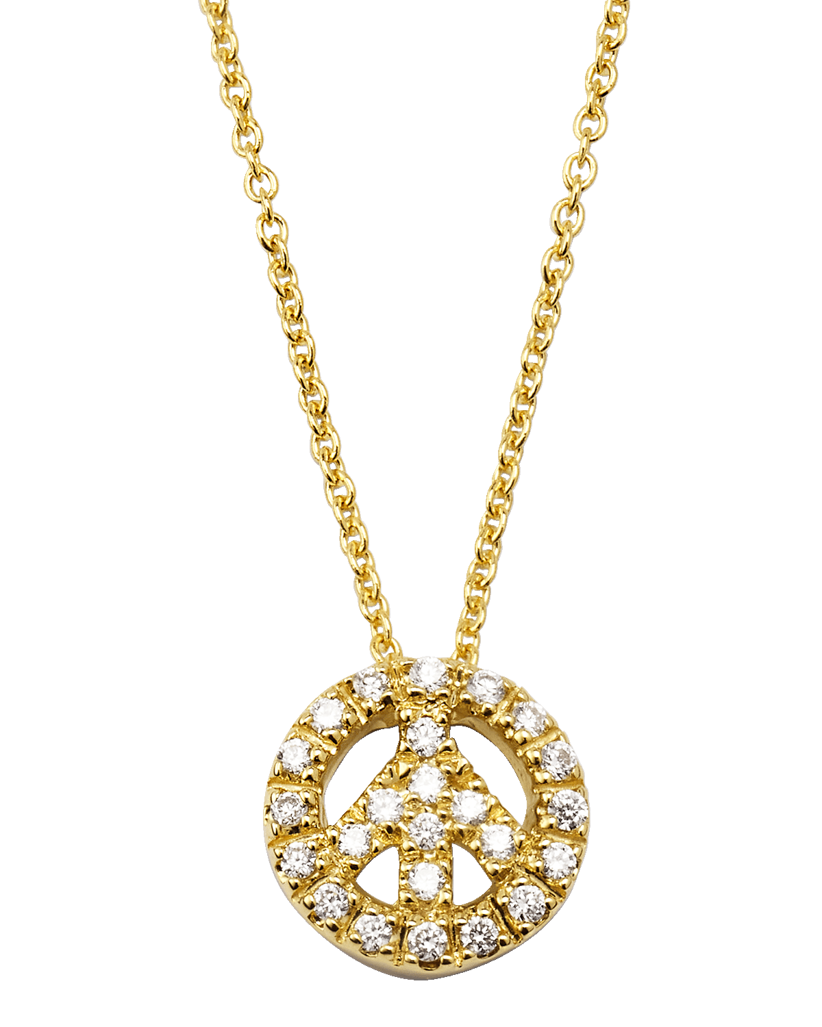 Roberto Coin 18K Yellow Gold Diamond Peace Sign Necklace