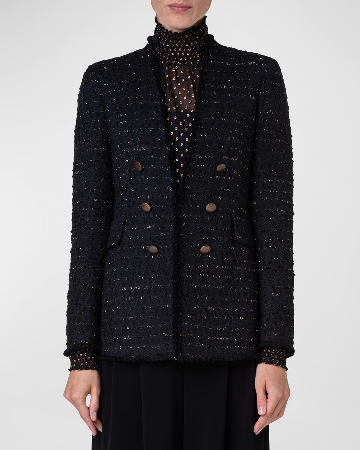 Akris punto Denim Tweed Tailored Jacket