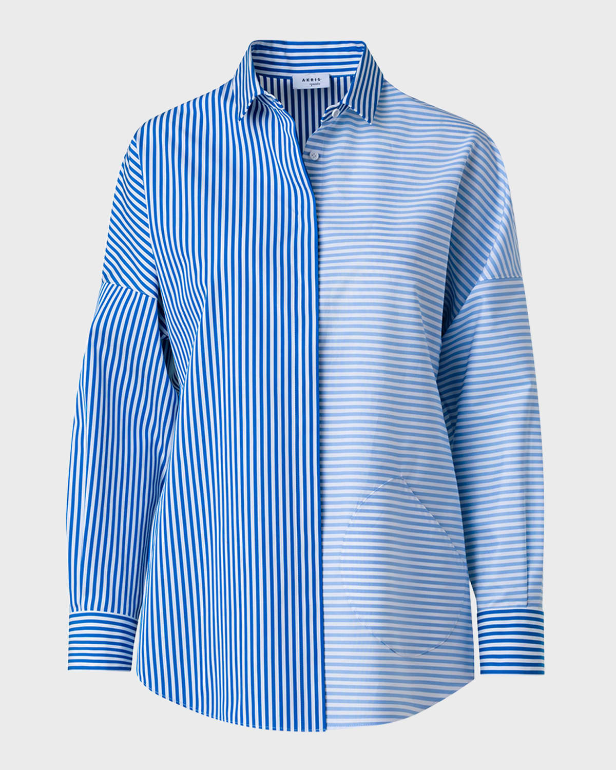 Akris punto Cotton Poplin Colorblock Kodak-Striped Blouse