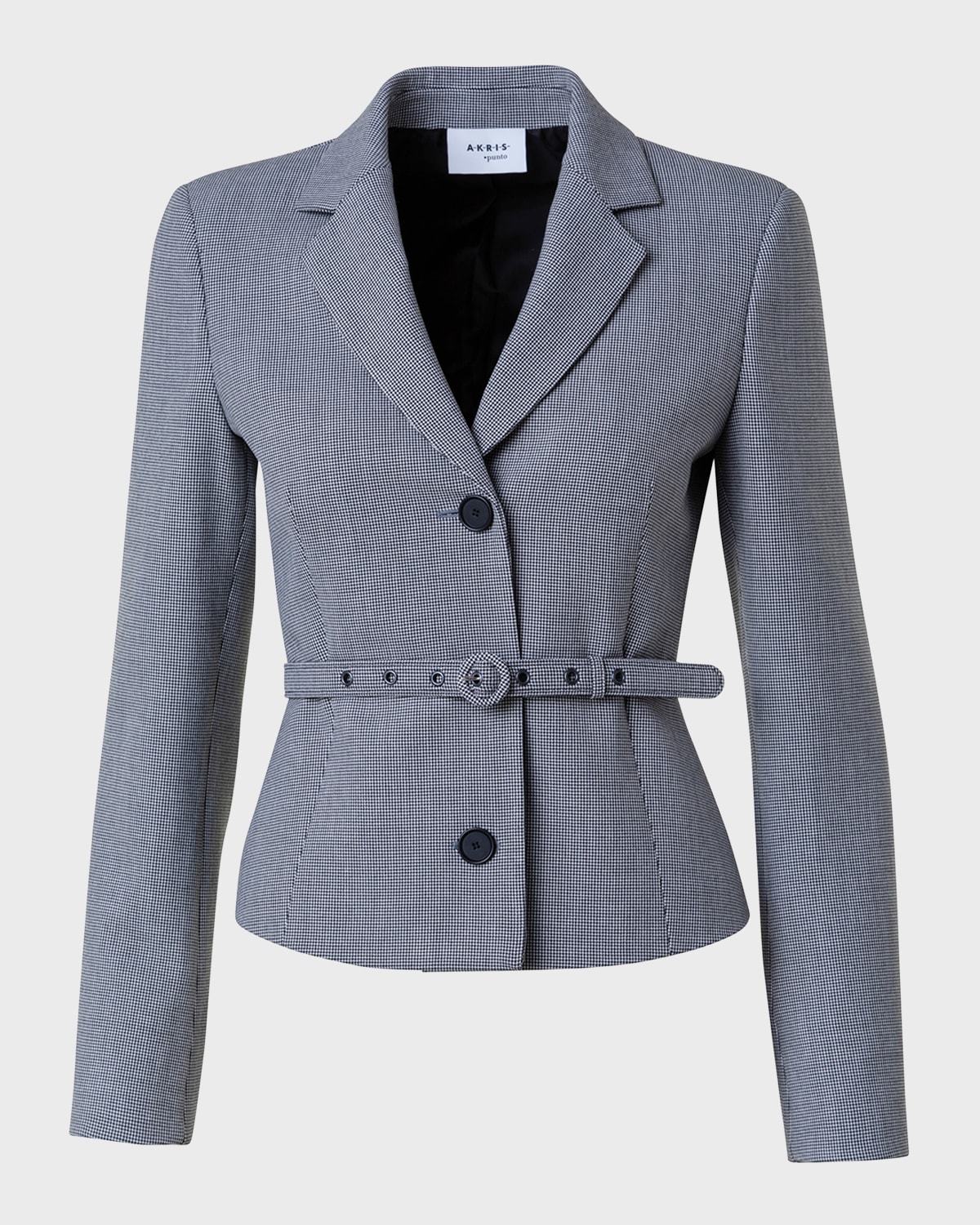 Akris punto Micro Houndstooth Pebble Crepe Belted Single-Breasted Jacket