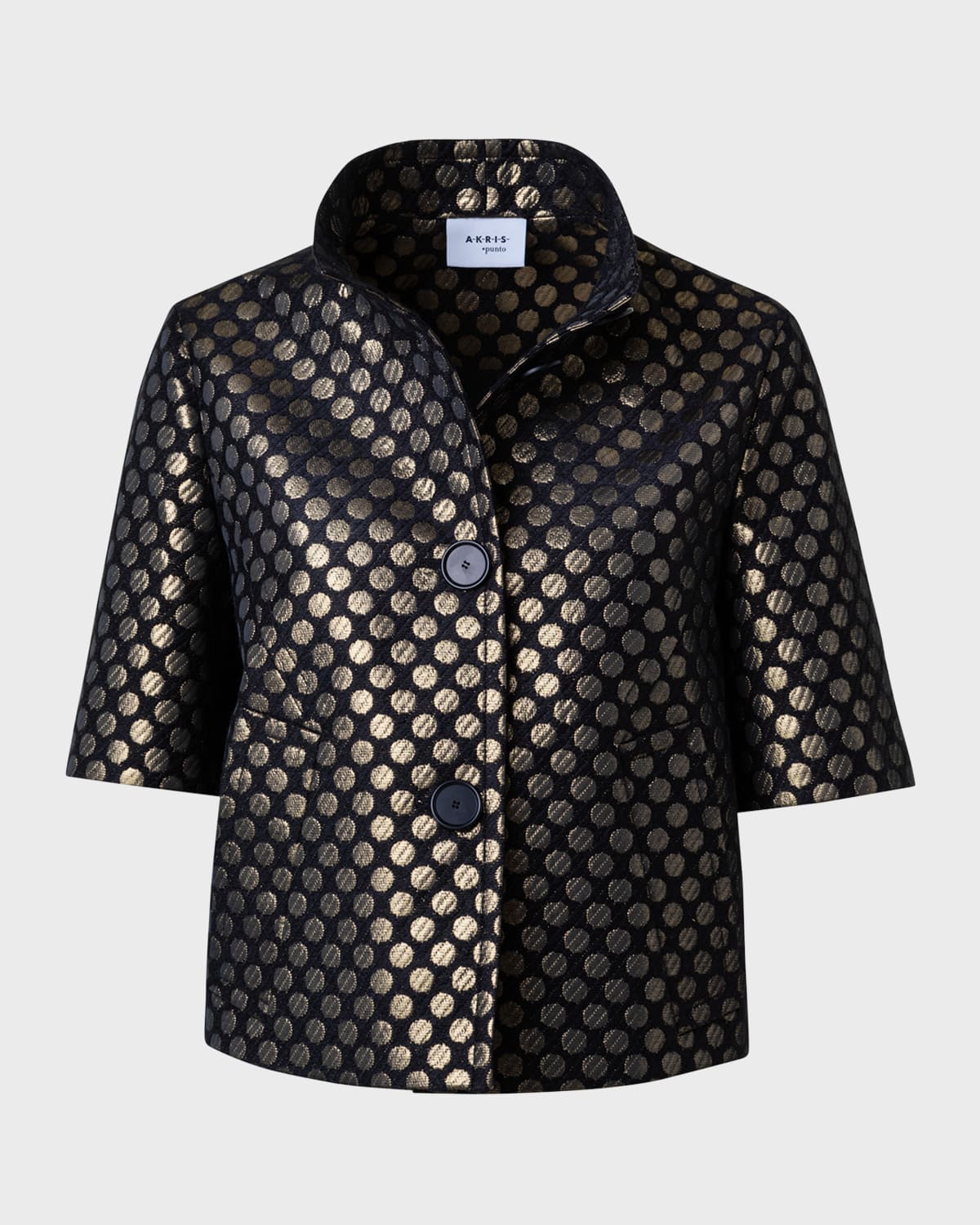 Akris punto Metallic Polka Dot Jacquard Cropped Jacket