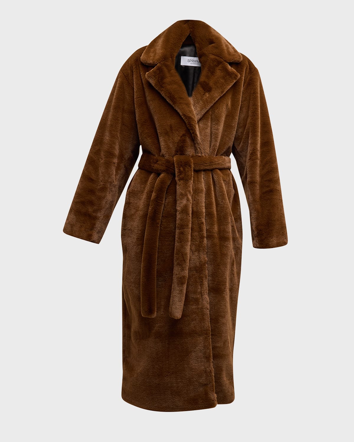 SPRWMN Faux-Fur Robe Coat with Tie Belt