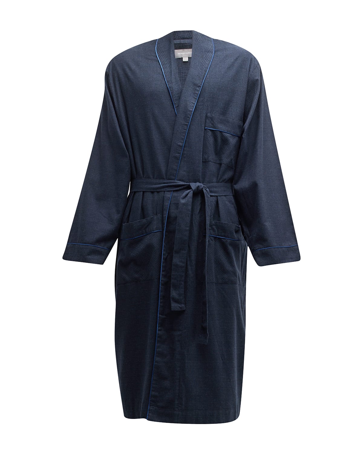 Neiman Marcus Men's Cotton-Cashmere Brushed Flannel Plaid Robe