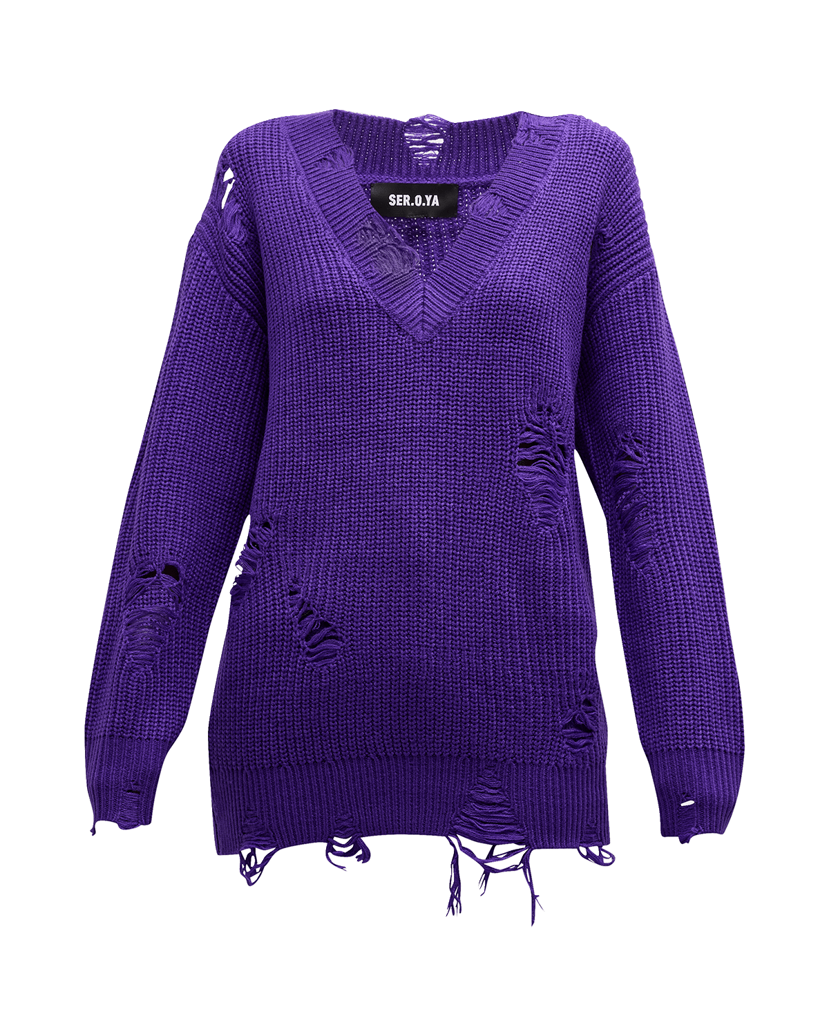 SER.O.YA Rumi Distressed V-Neck Sweater Dress