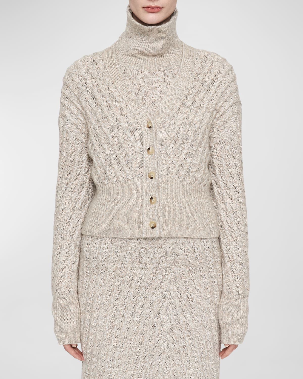 Joseph Button-Down Cable-Knit Cardigan