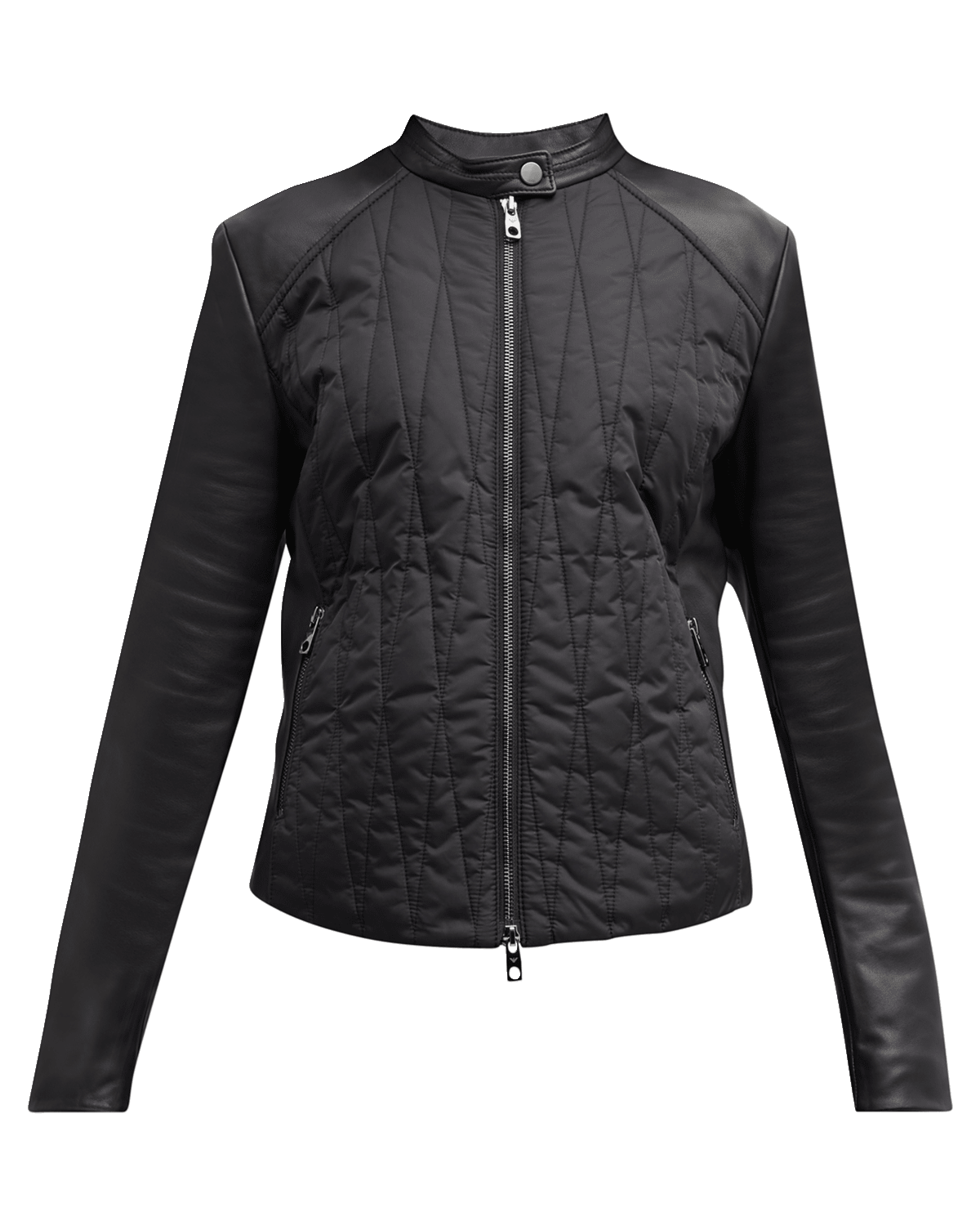 Emporio Armani Quilted Nylon & Leather Moto Jacket
