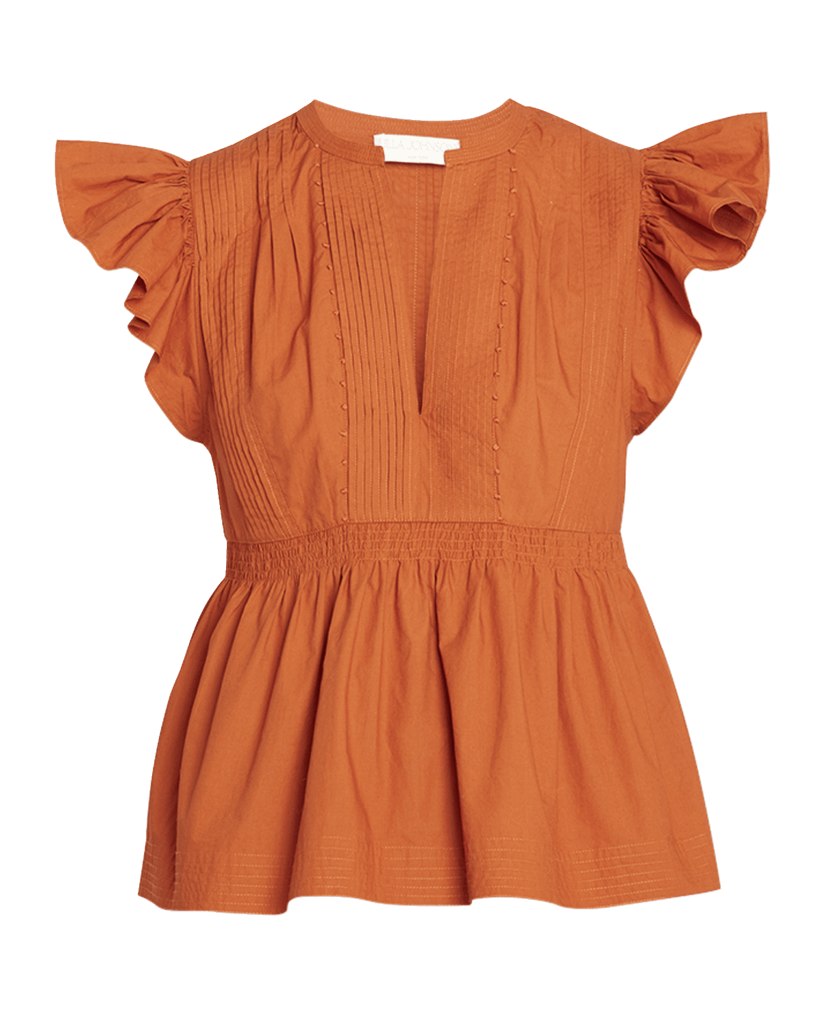 Ulla Johnson Luise Ruffle-Sleeve Cotton Poplin Top