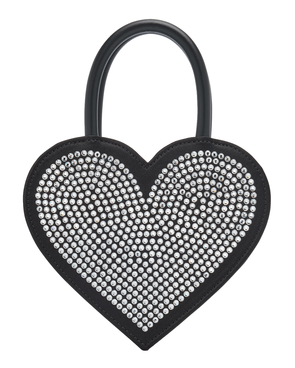 MACH & MACH Crystalized Heart Satin Top-Handle Bag