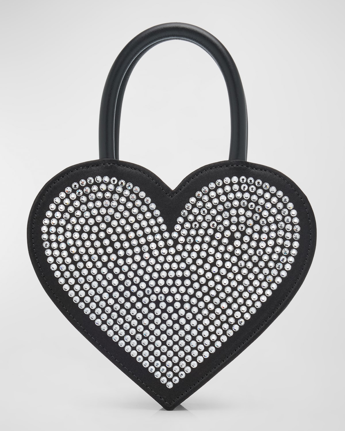 MACH & MACH Crystalized Heart Satin Top-Handle Bag