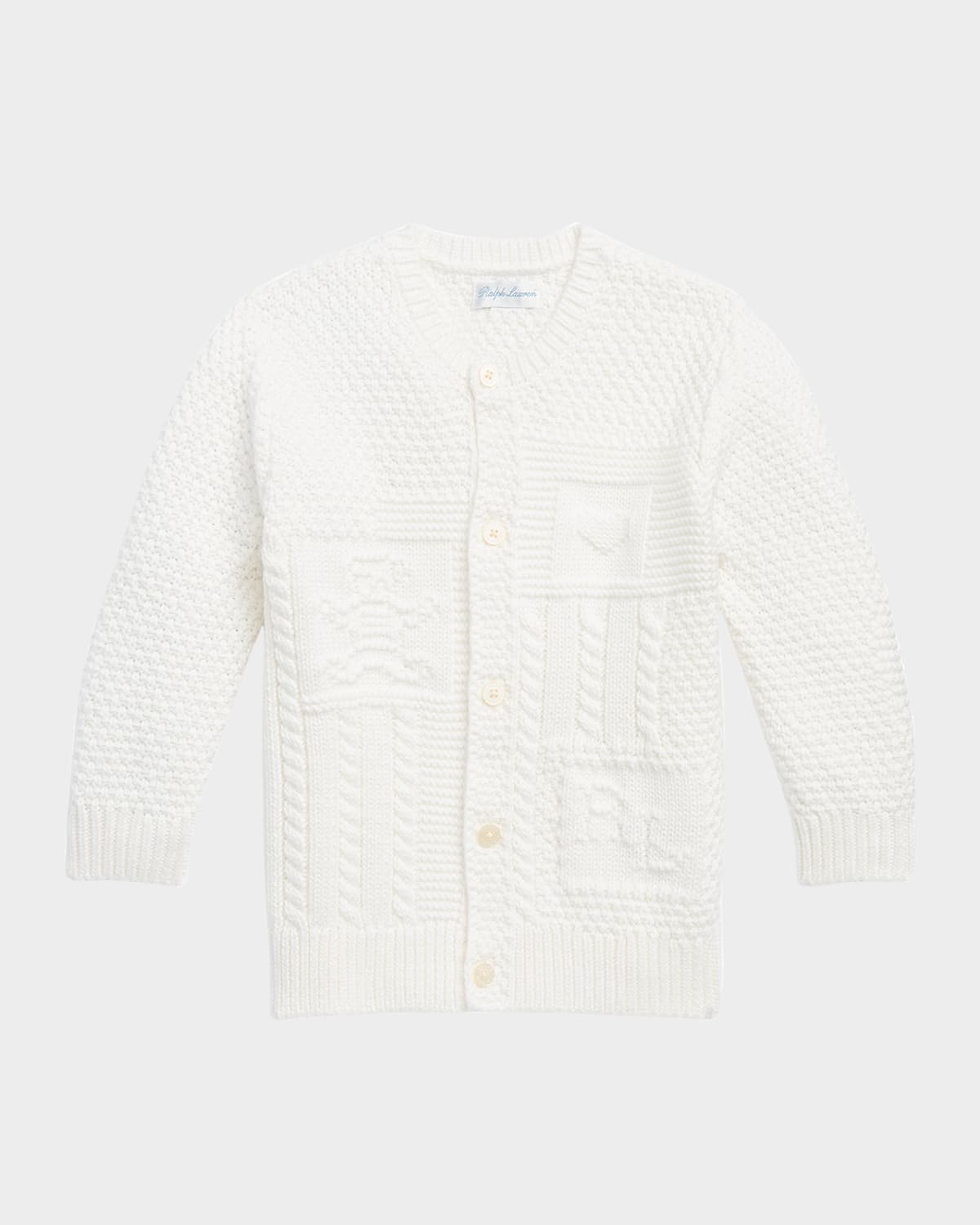 Ralph Lauren Childrenswear Girl's Cardigan W/ Bear Intarsia, Size 3M-24M