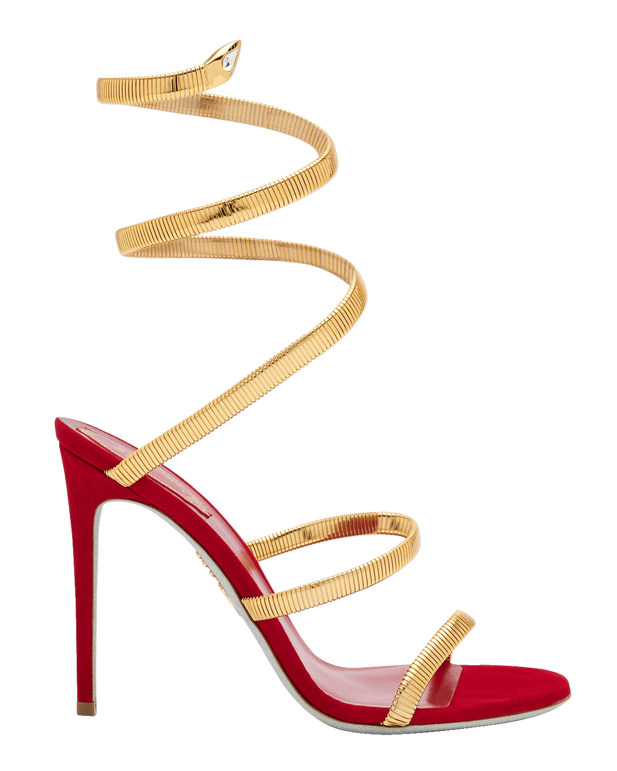 Rene Caovilla Omega Suede Copper Snake Spiral Sandals