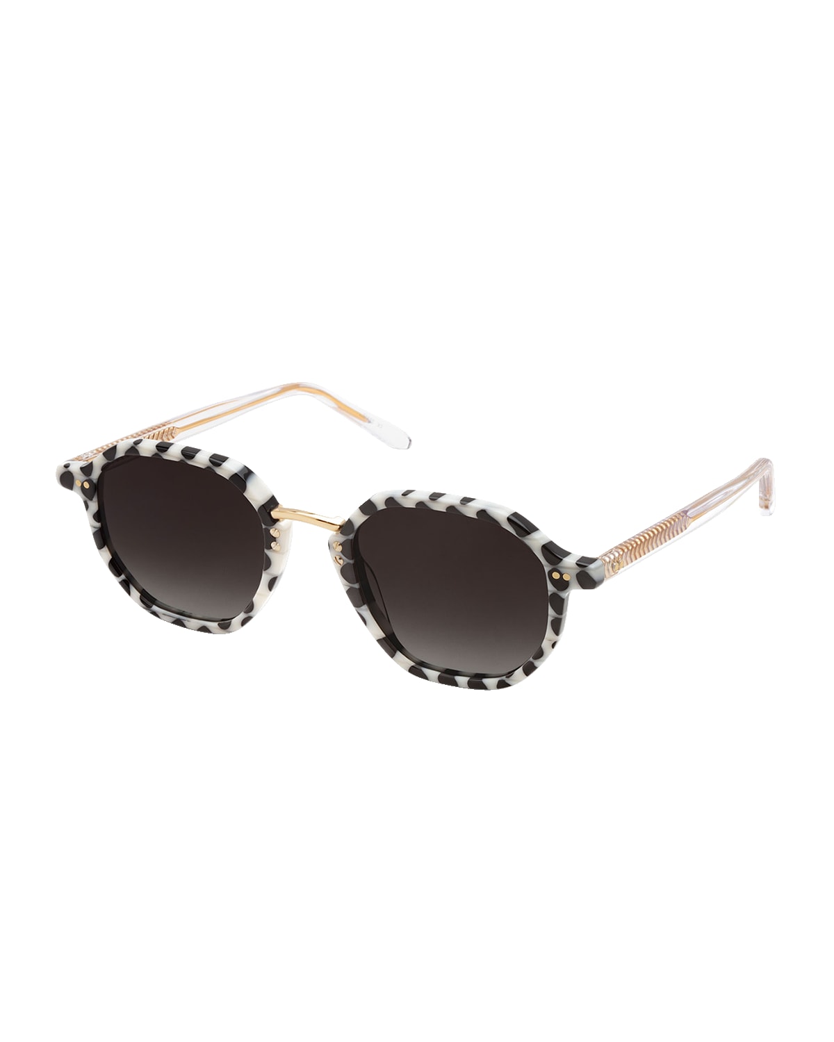 KREWE Dakota Domino Titanium & Acetate Round Sunglasses
