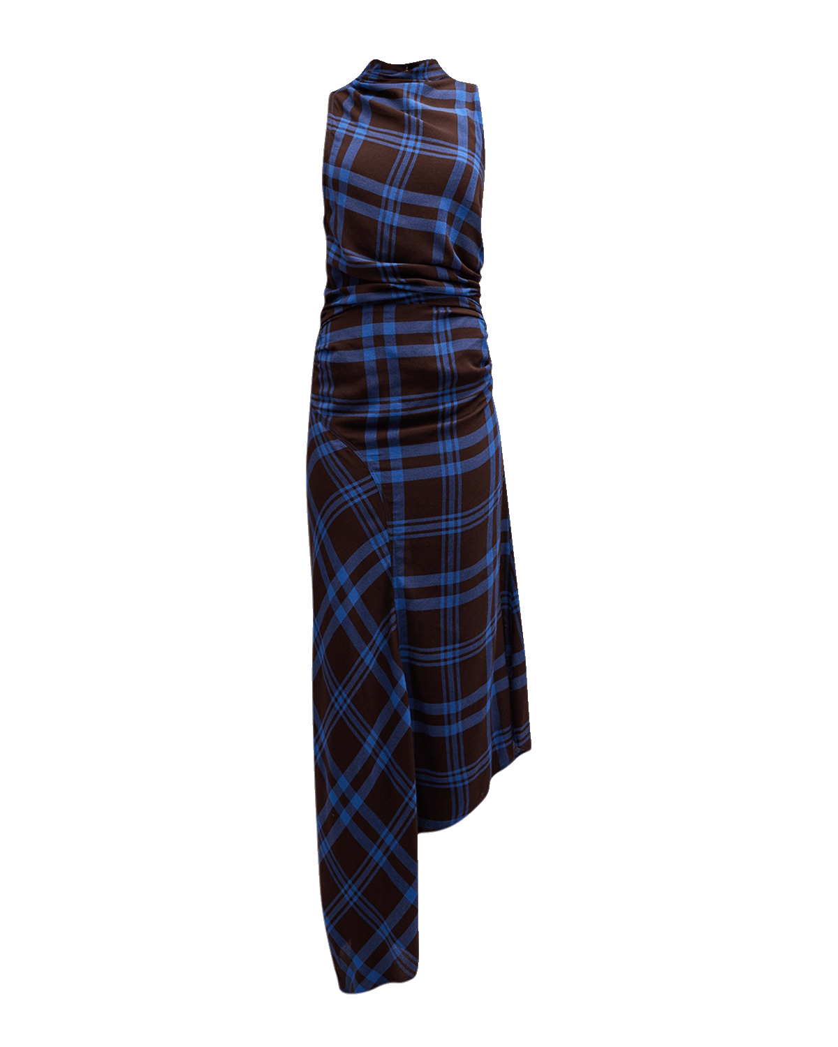 A.L.C. Iggy Plaid Draped High-Neck Maxi Dress