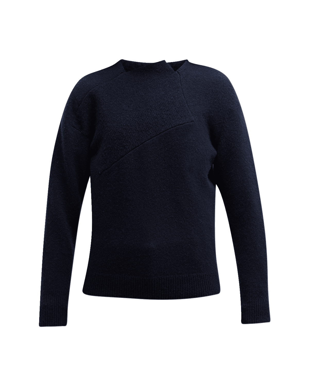 THE ROW Enid Shrunken Wool Cashmere Top with Contrast Patch