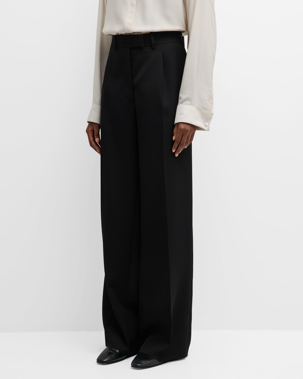 THE ROW Roan High-Rise Pleated Straight-Leg Pants