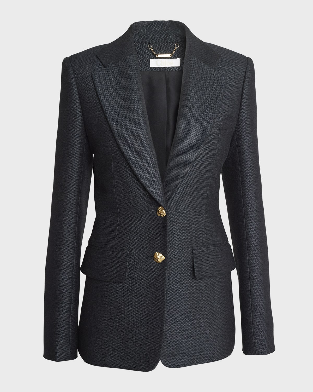 Chloe Armoured Silk Wool Single-Breasted Blazer Jacket