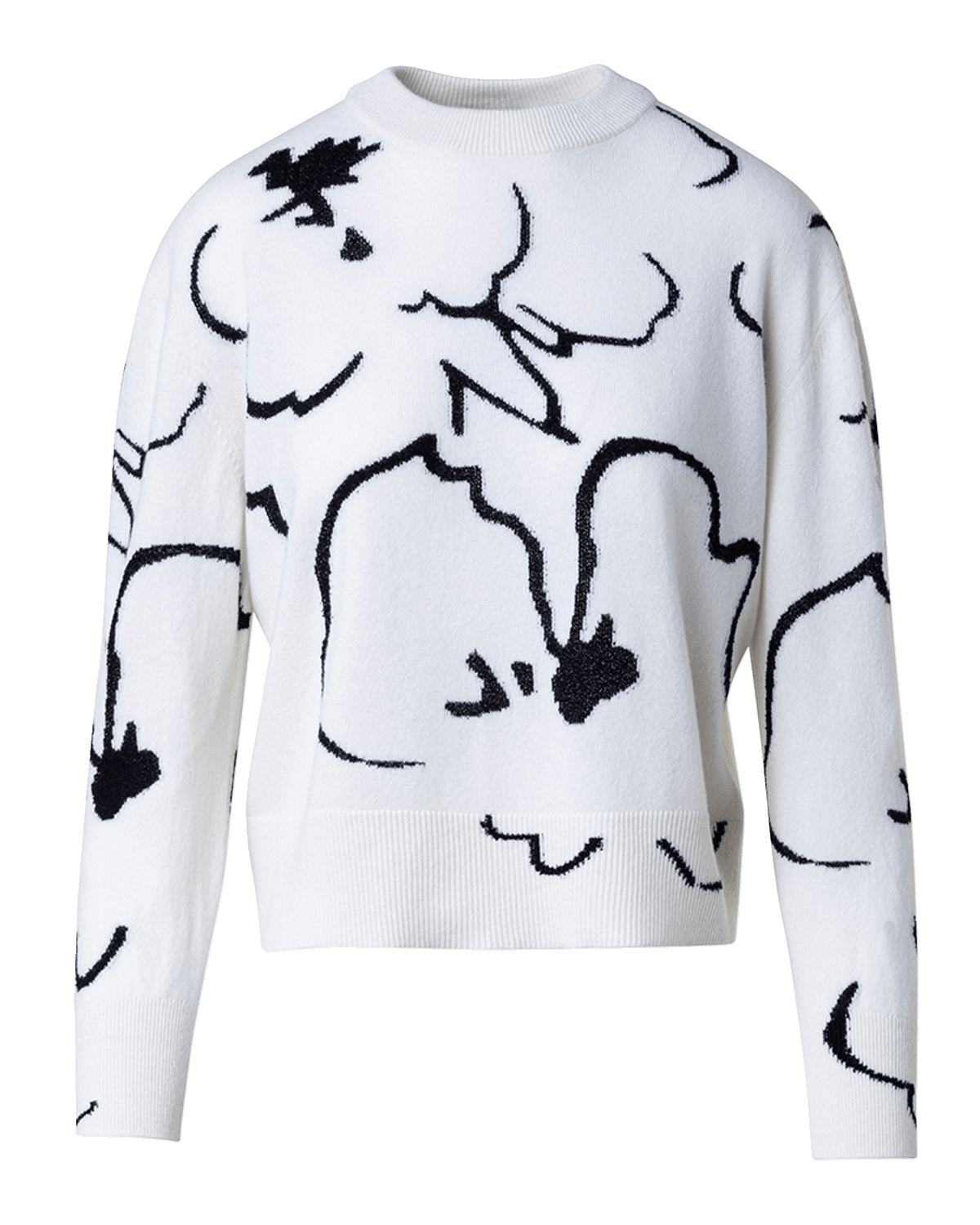 Akris Sketched Abraham Flower Intarsia Cashmere Sweater