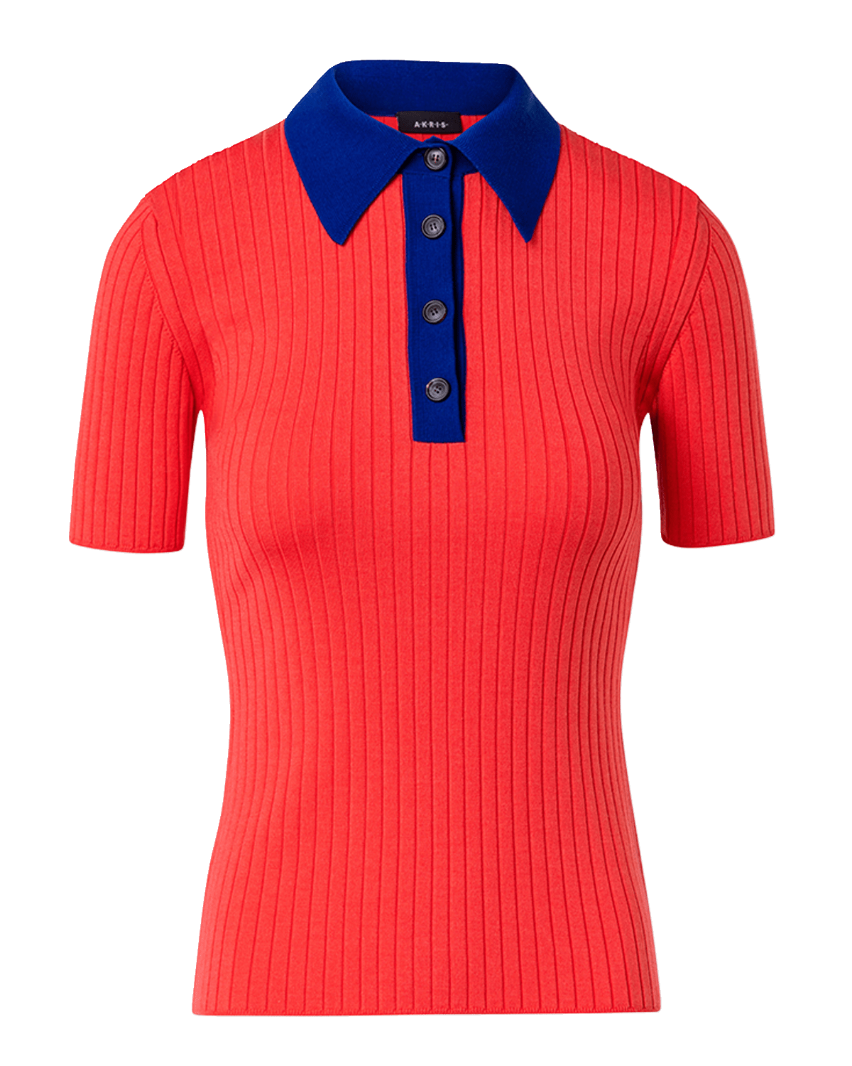 Akris Silk Cotton Ribbed Knit Polo Top