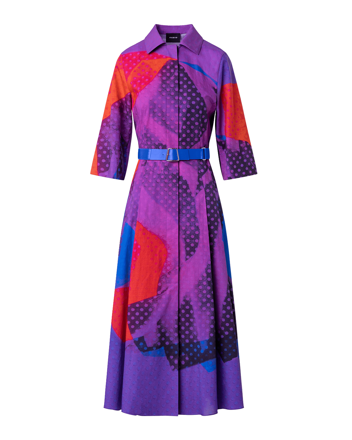 Akris Superimposition Print Voile Belted Shirtdress