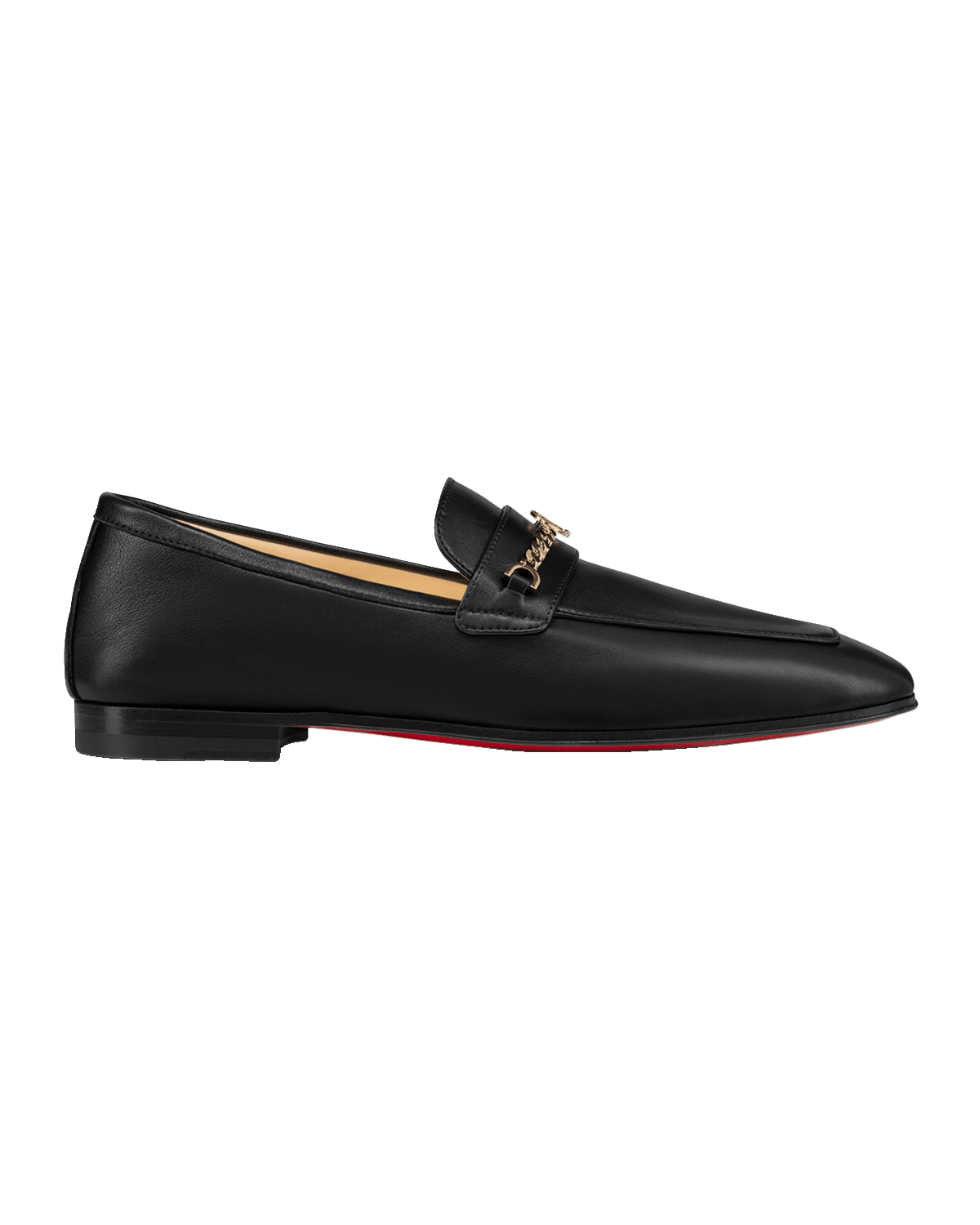 Christian Louboutin Leather Chain Red Sole Loafers