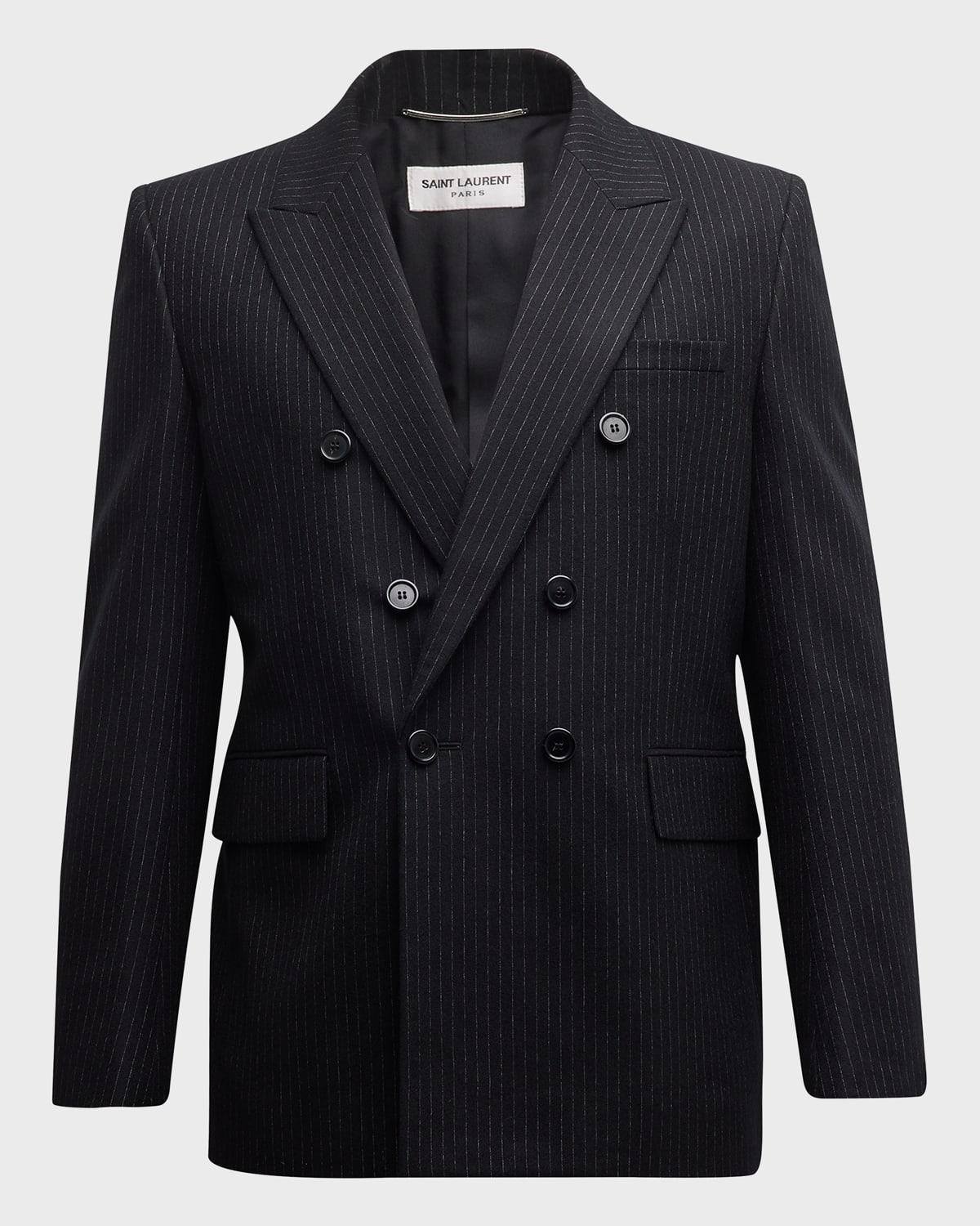 Saint Laurent Men's Double-Breasted Pinstripe Flannel Sport Jacket