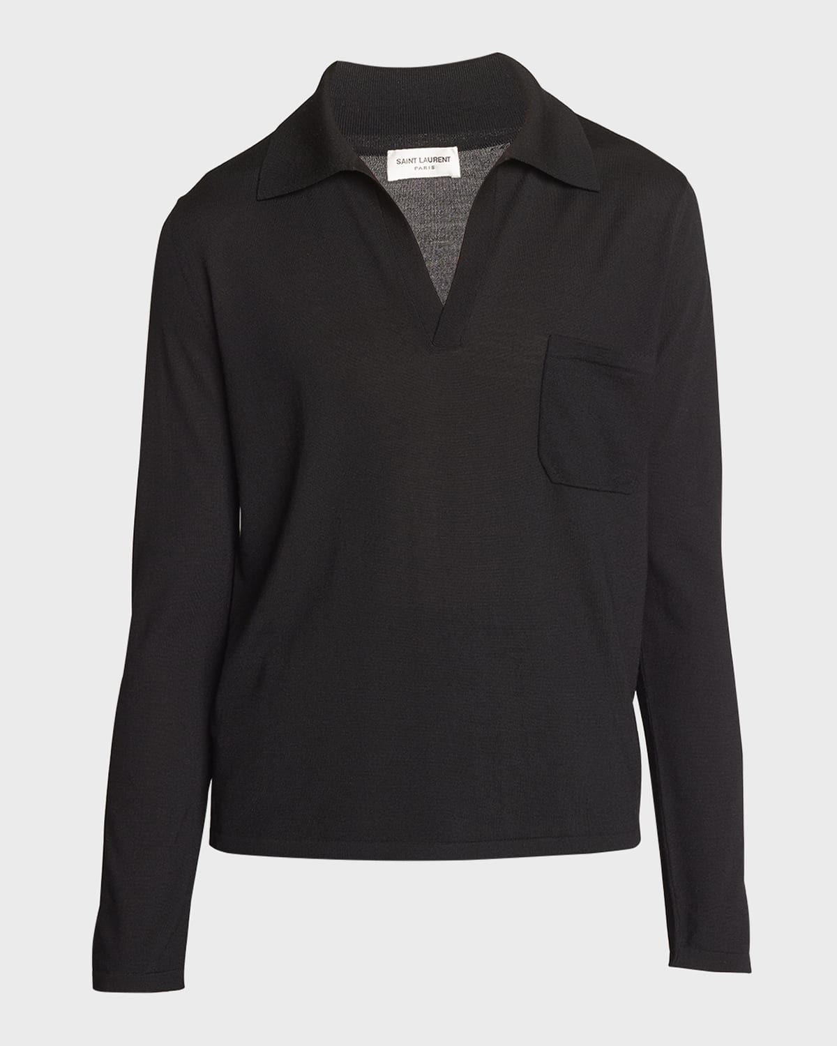 Saint Laurent Men's Solid Cotton Polo Sweater