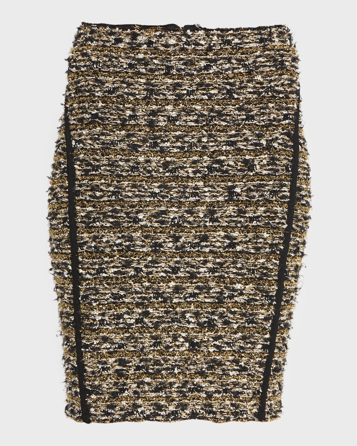 Balmain Metallic Striped Eyelash Tweed Skirt