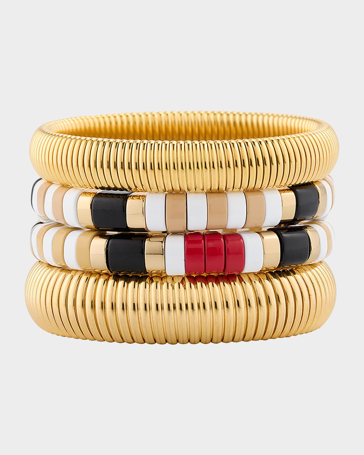 The London Stack Cobra Bracelets, Set of 4
