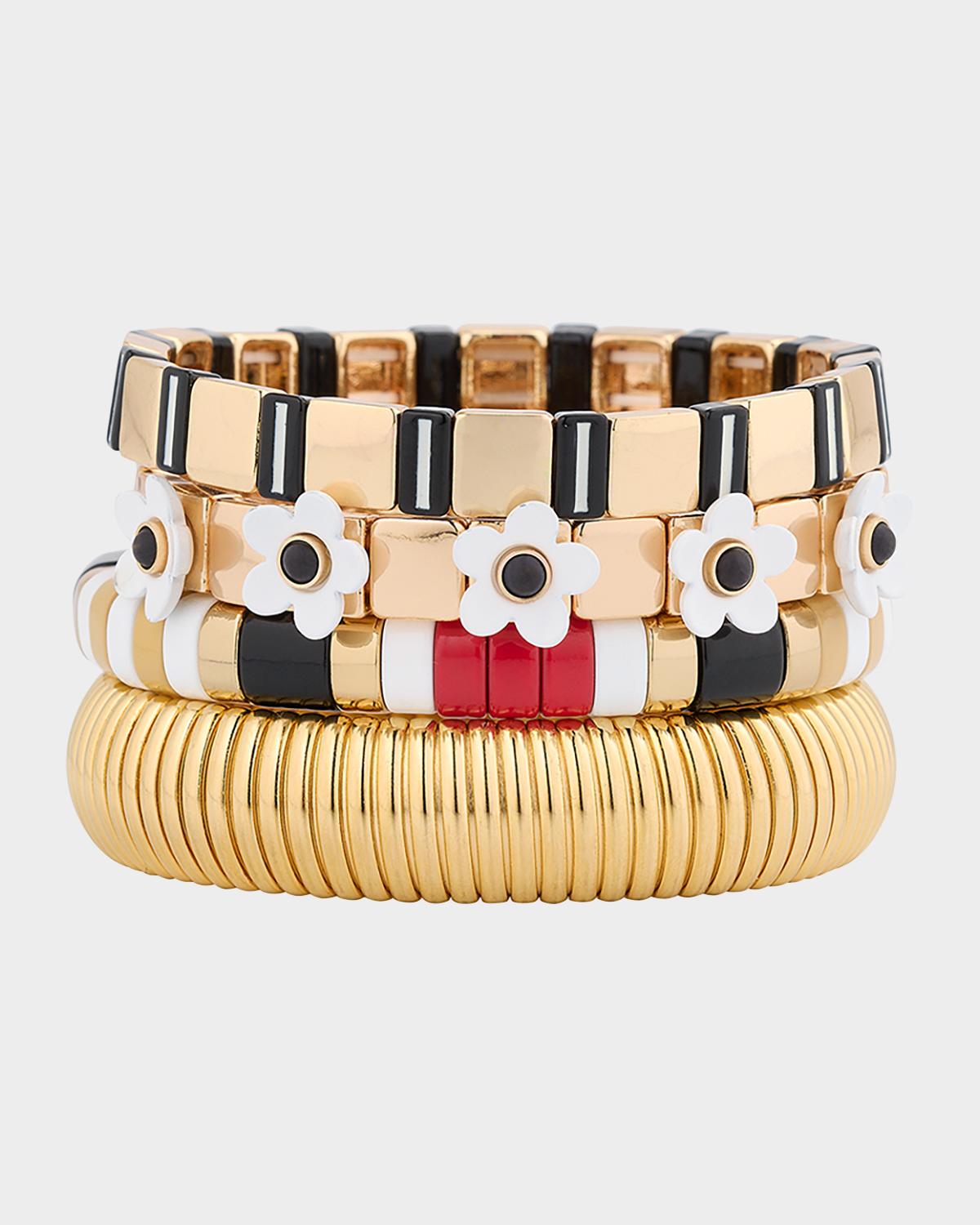 The Paris Stack Cobra Bracelets, Set of 4