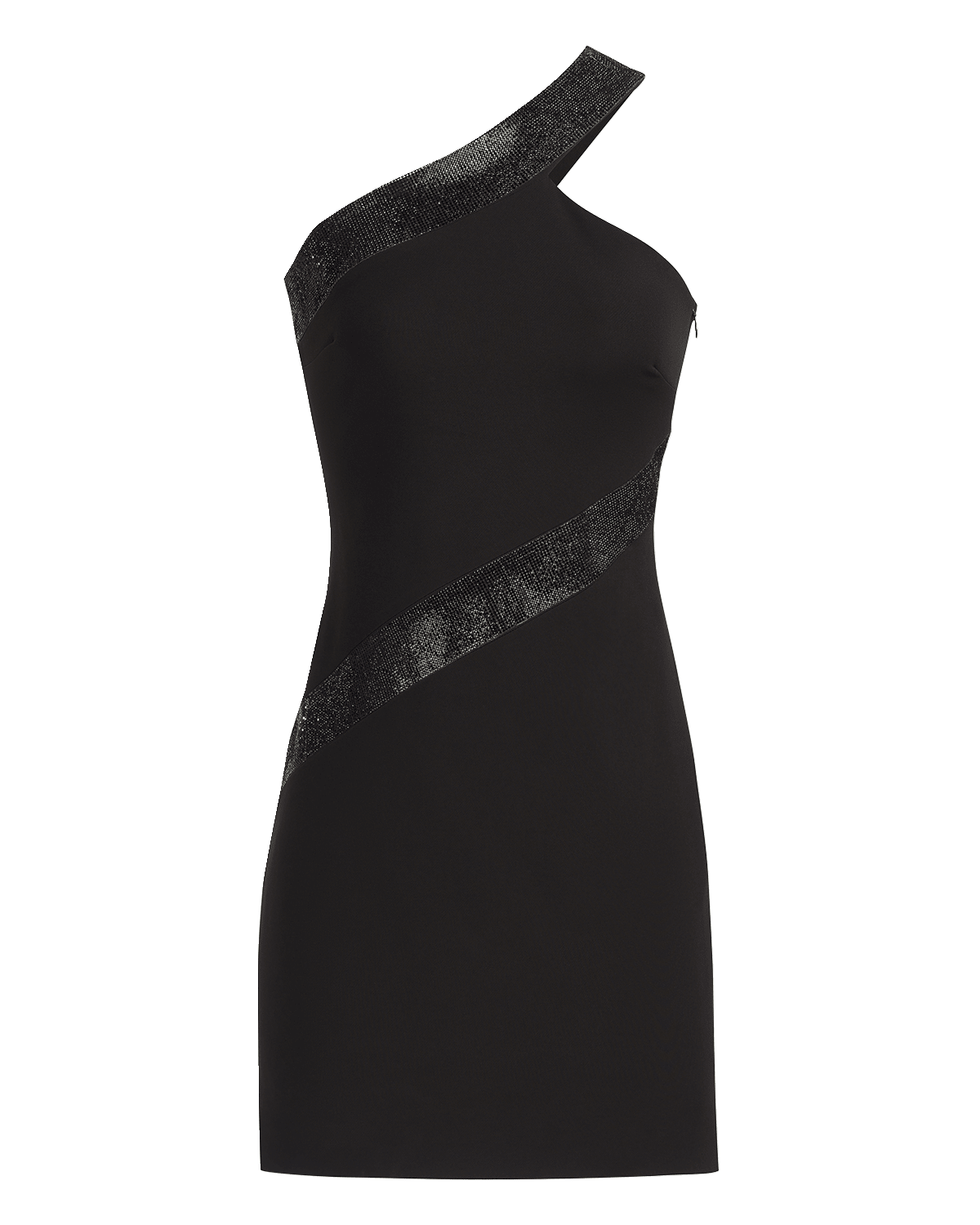 Halston Auriel One-Shoulder Shimmer Panel Mini Dress