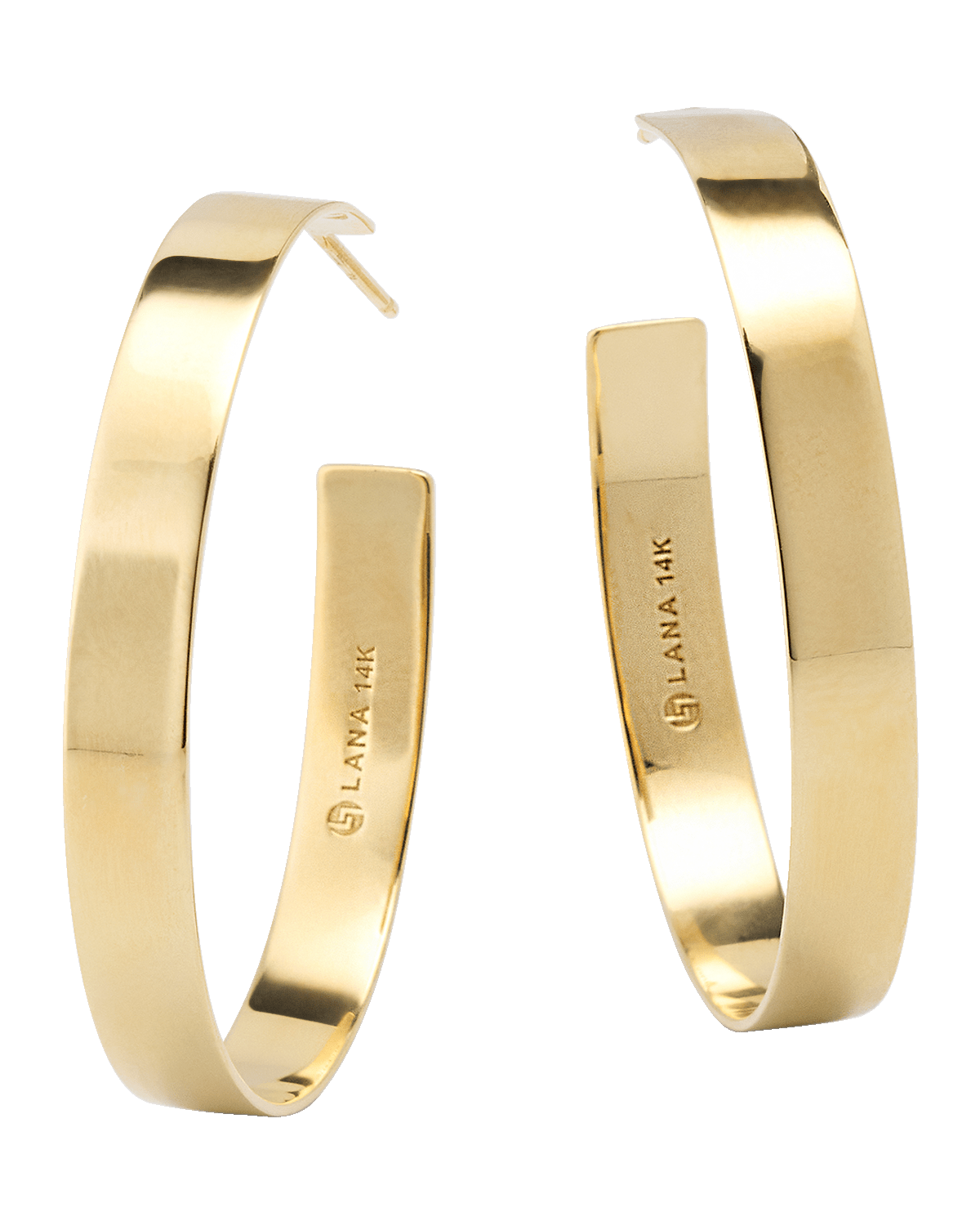 LANA 14K Yellow Gold 35mm Flat Vanity Hoop Earrings