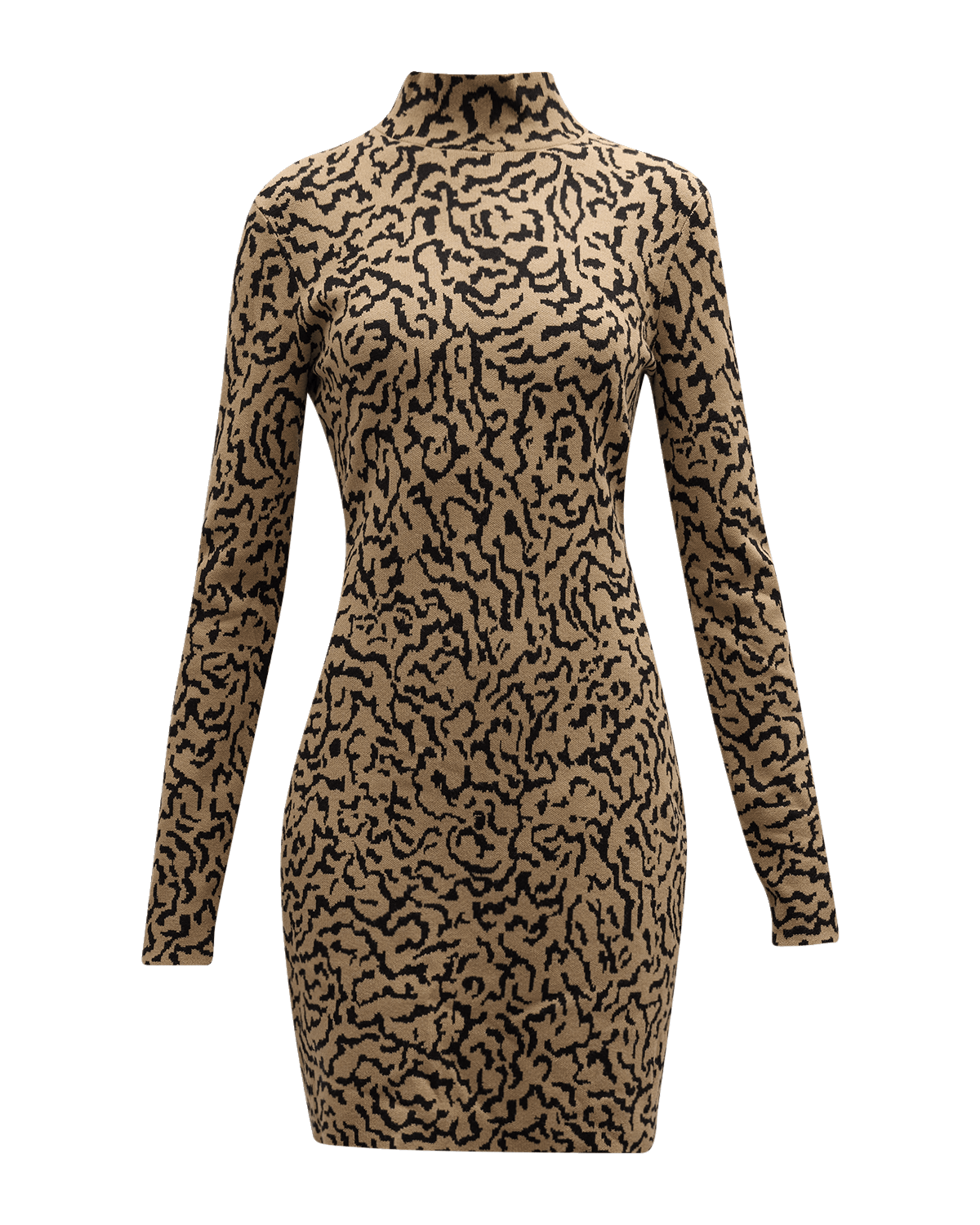 FRAME Mock-Neck Jacquard Mini Sweater Dress