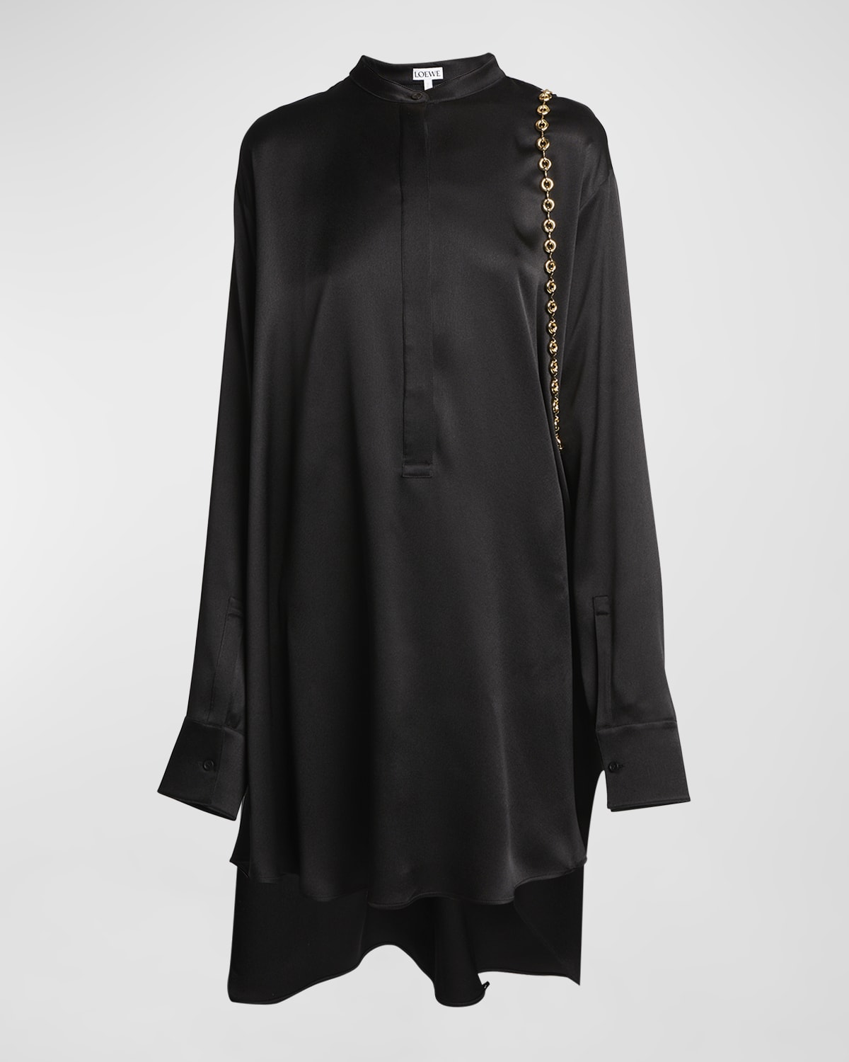 Loewe Silk Shirtdress with Chain Drape Detail