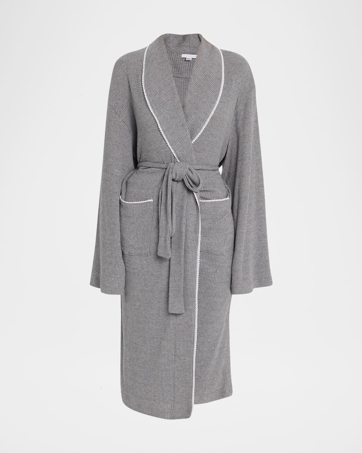 Andine Francesca Ribbed Lace-Trim Robe
