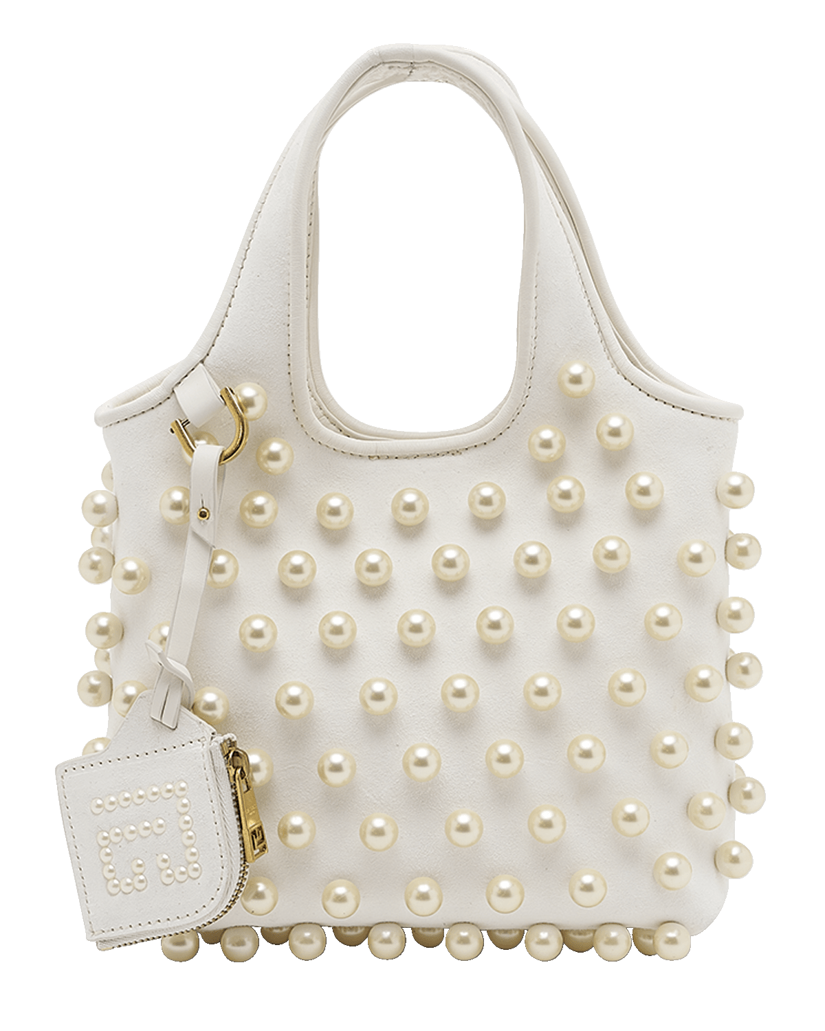 Balmain Grocery Small Tote Bag in Leather with Pearl-Embellishment
