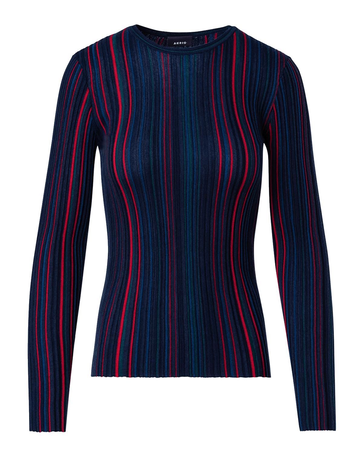 Akris Small Irregular Stripe Fitted Wool Pullover
