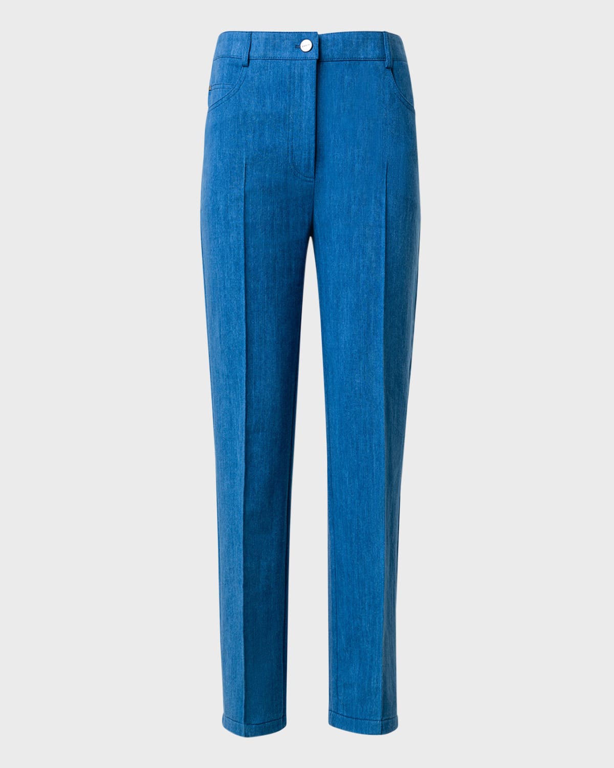 Akris Fari High-Rise Straight-Leg Crop Denim Stretch Pants