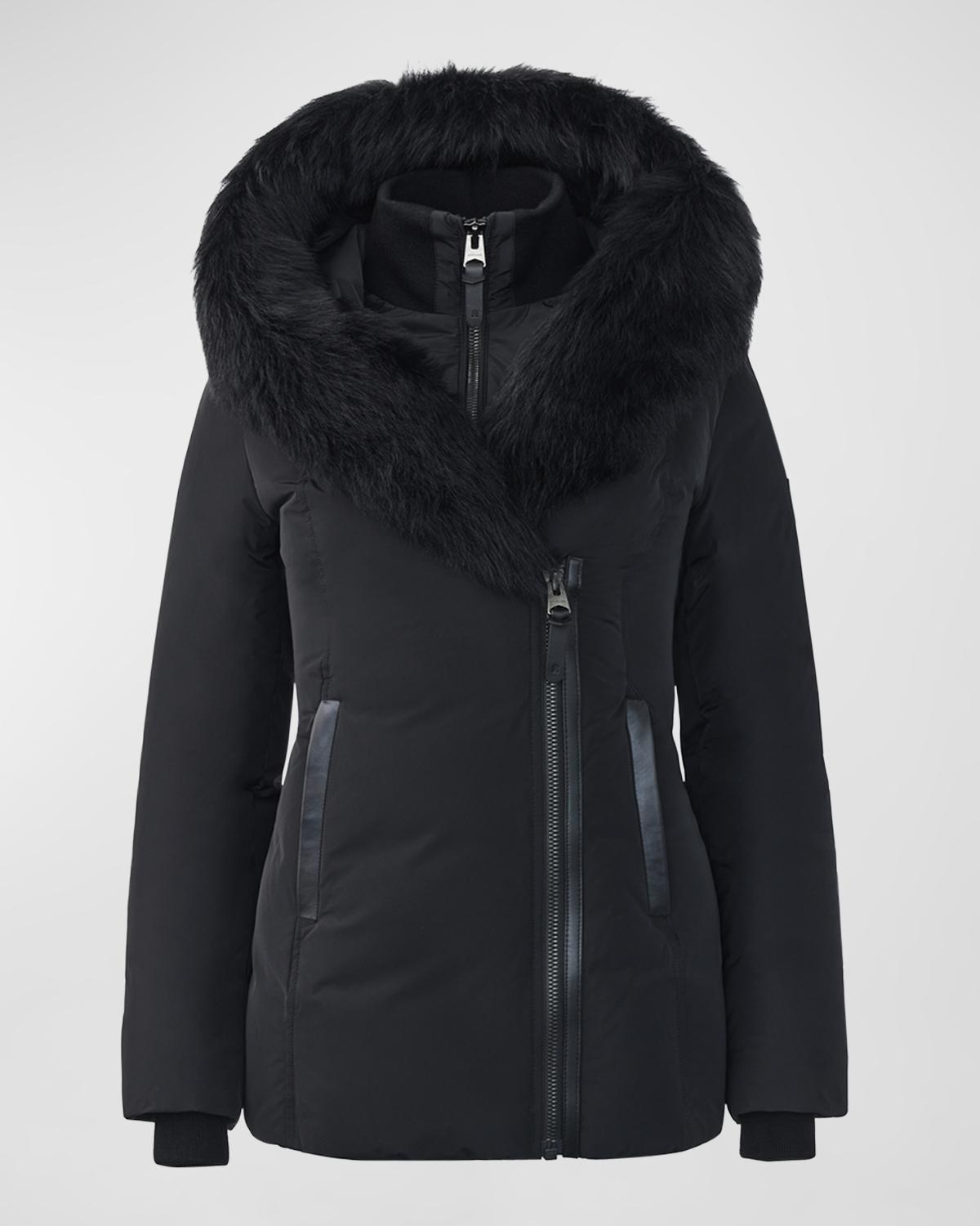 Mackage Adali Hooded Down Jacket with Shearling Collar
