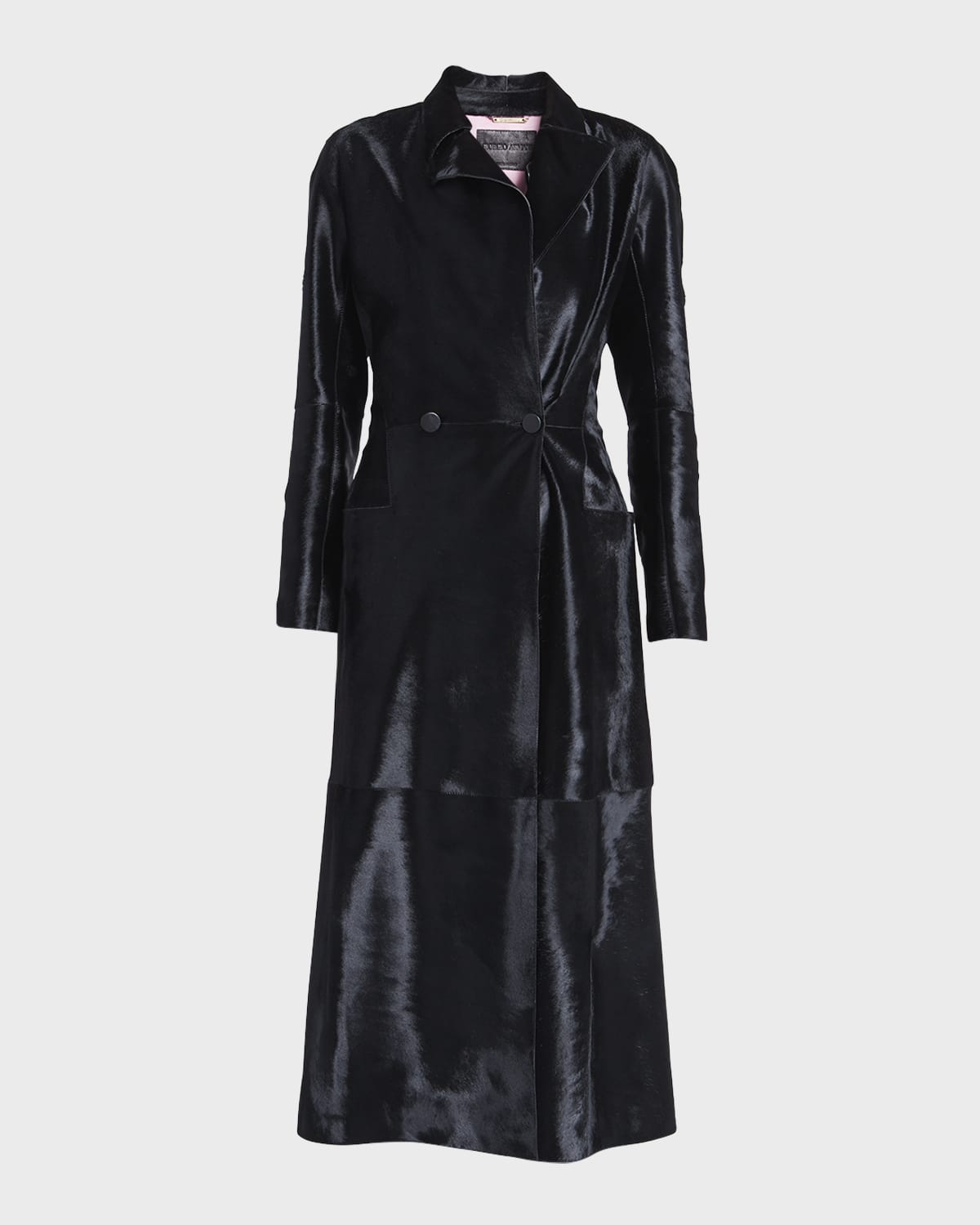 Giorgio Armani Shiny Calf Hair Double-Breasted Trench Coat