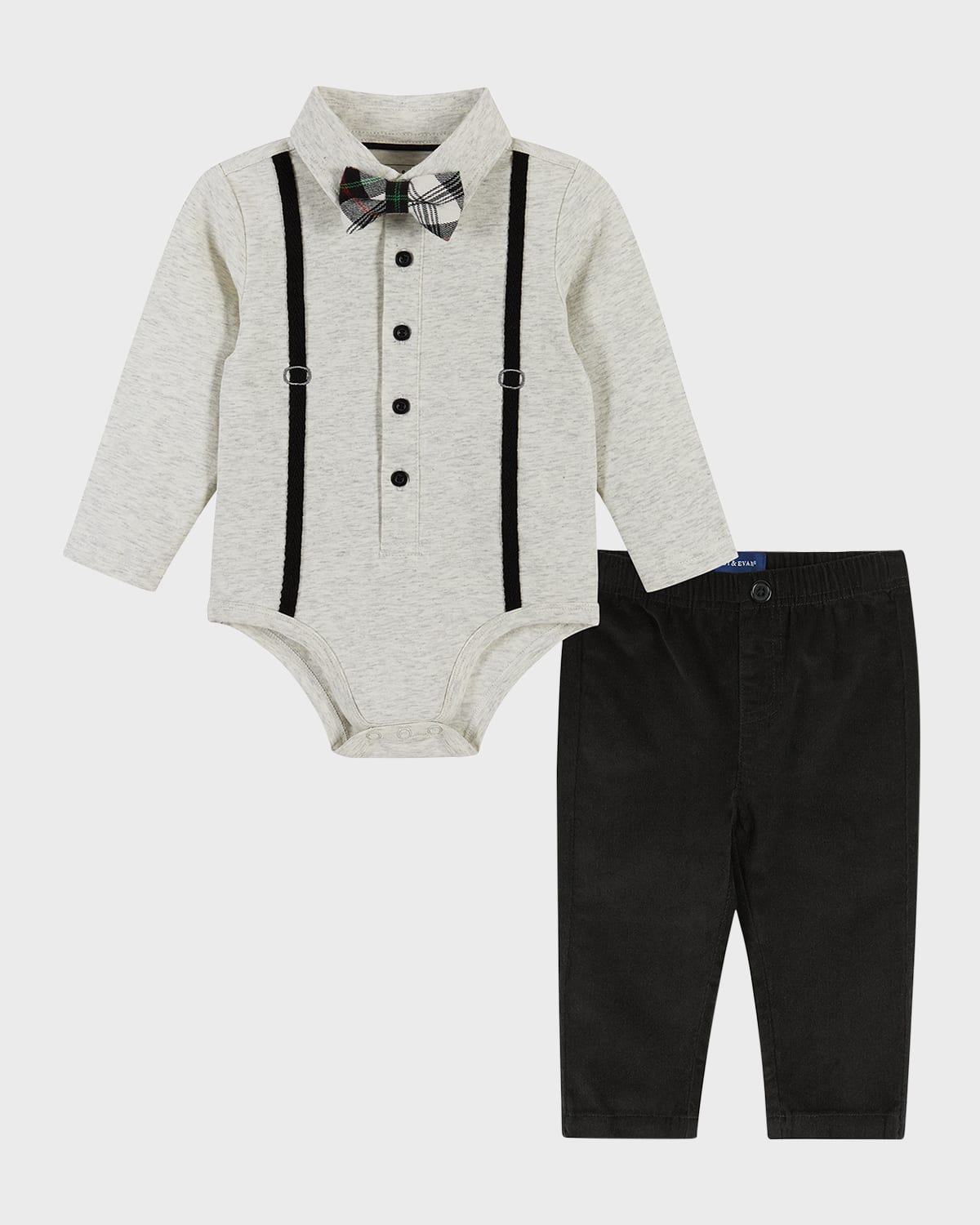 Andy & Evan Boy's Suspenders Bodysuit & Pants Set, Size Newborn-24M
