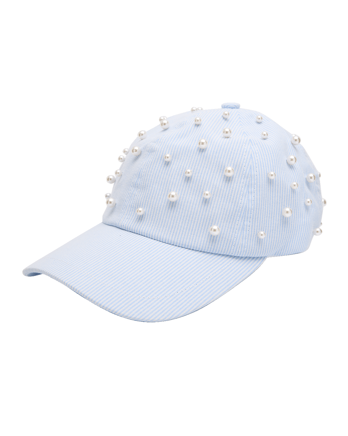 Lele Sadoughi Pearly Seersucker Baseball Cap